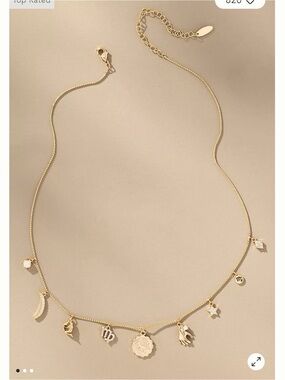 Anthropologie Aries Gold Zodiac Charm Necklace